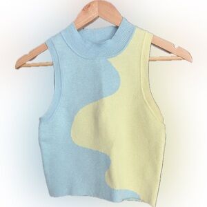 Blue and Yellow Knit Top